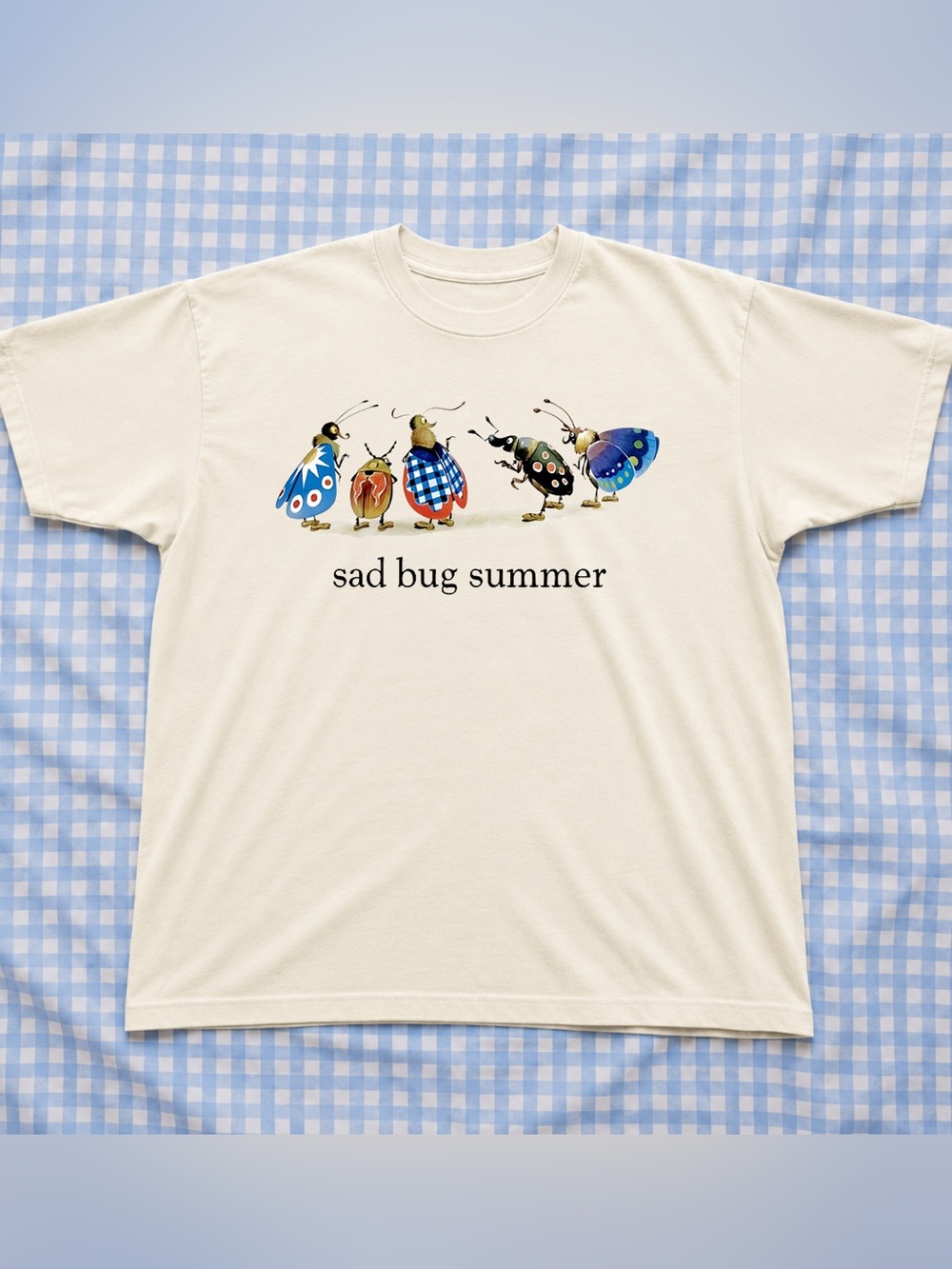 Sad Bug Summer Graphic Tee - Off White Colorful Insect Music Band